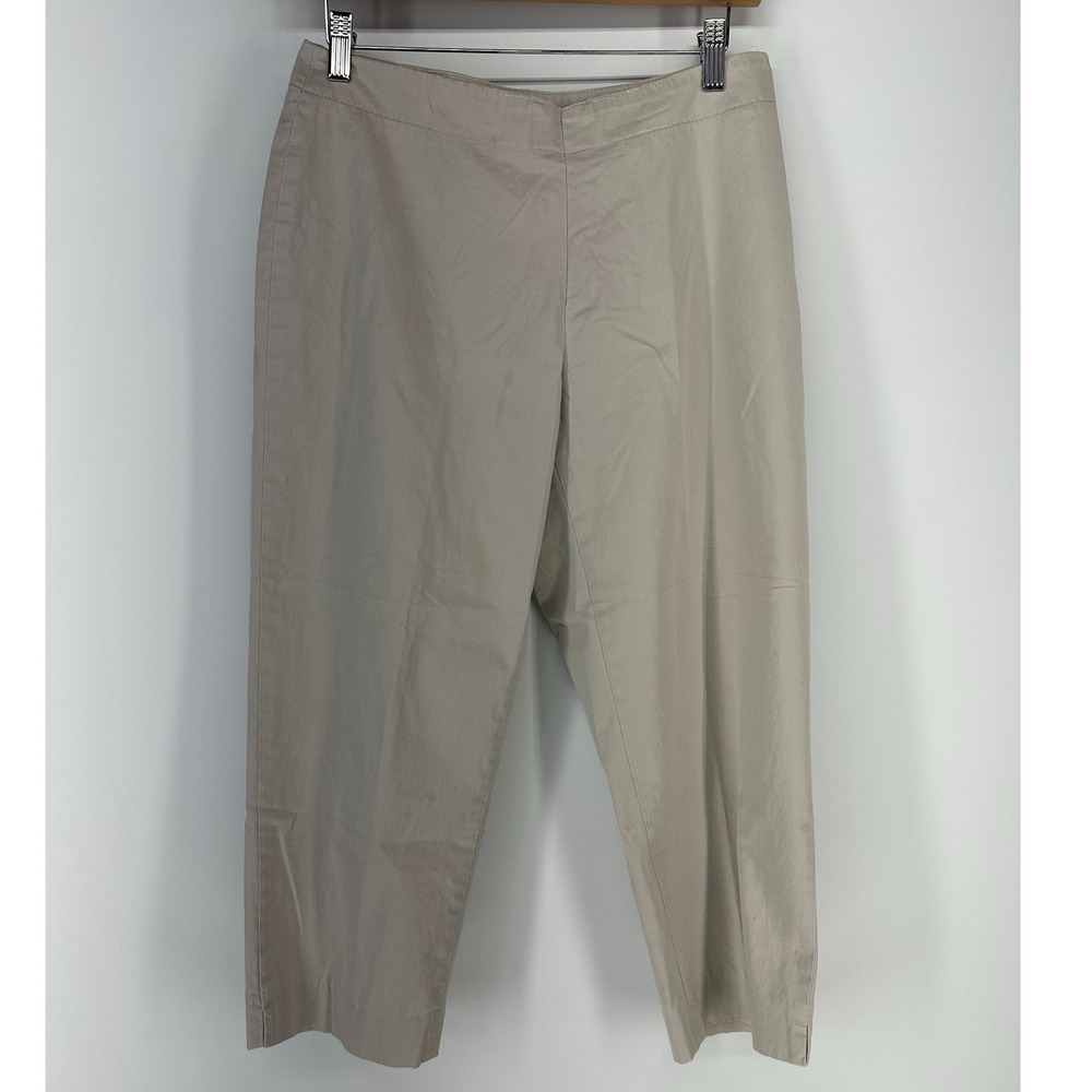Talbots Cropped Pants Women 6P Khaki Tan Side Zip Petite Career Trousers Classic